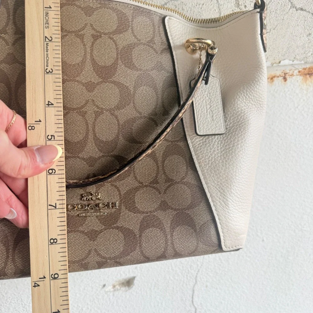 Coach Kelsey Satchel Colorblock Signature‎ Canvas Leather Bag Snakeskin C7261